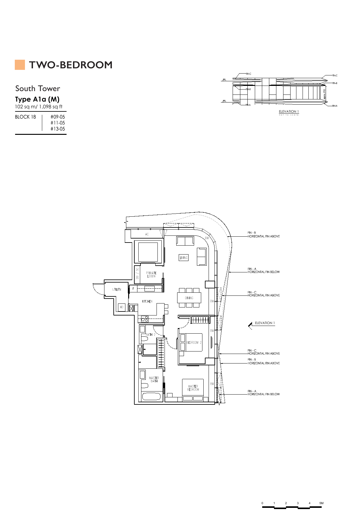 Type A1a (M) · 2-Bedroom · 1,098 sqft