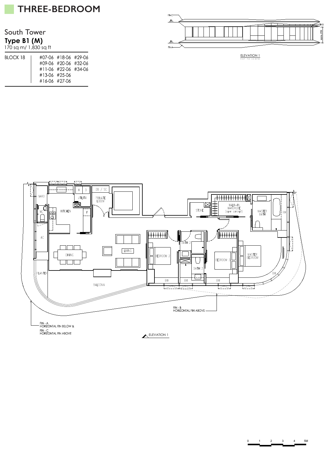 Type B1 (M) · 3-Bedroom · 1,830 sqft